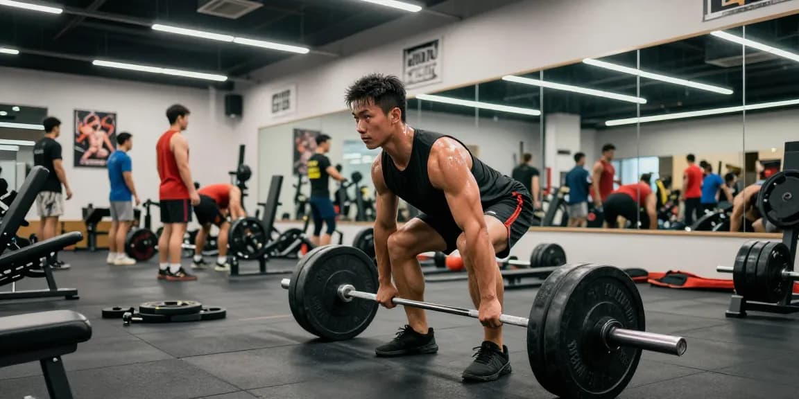 Prime Pharma Steroiden showcased in a modern fitness gym where bodybuilder lifts weights with focus and determination.